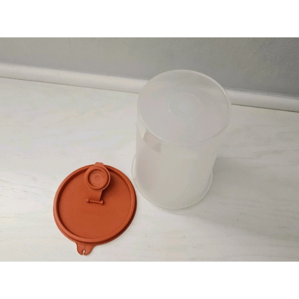 Tupperware Quart Size Vintage Clear Container #321 W/ Orange Pour Lid #564 - Picture 4 of 4